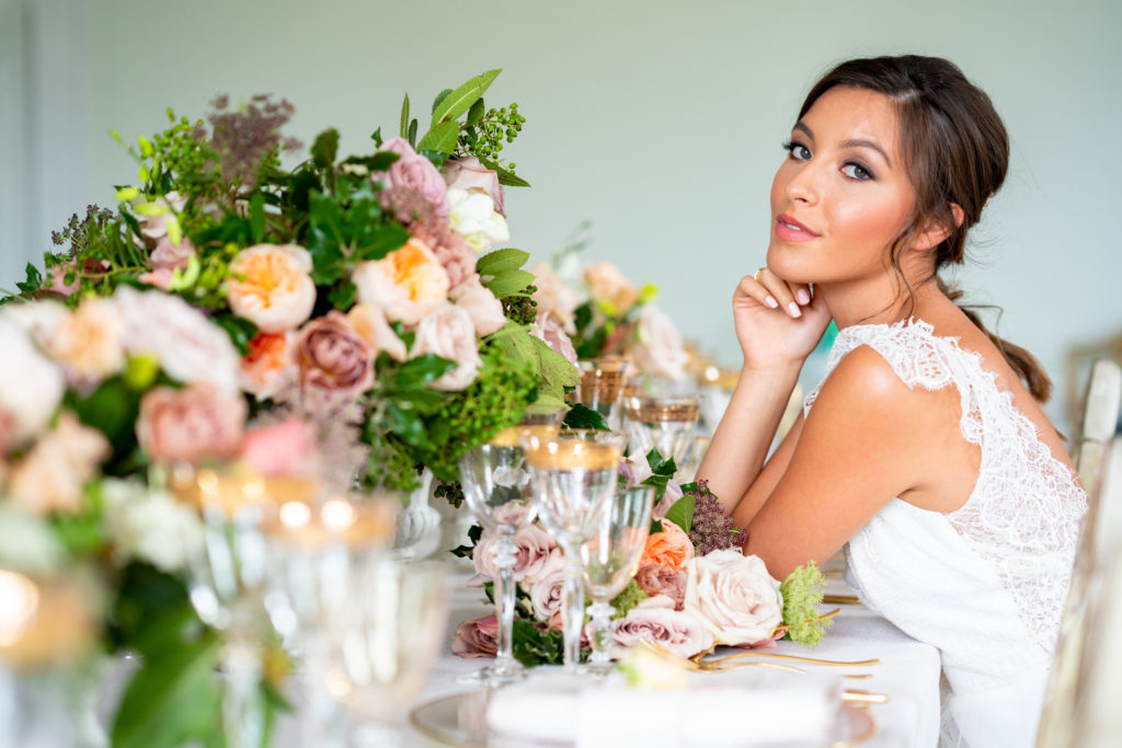 Bride at wedding table
