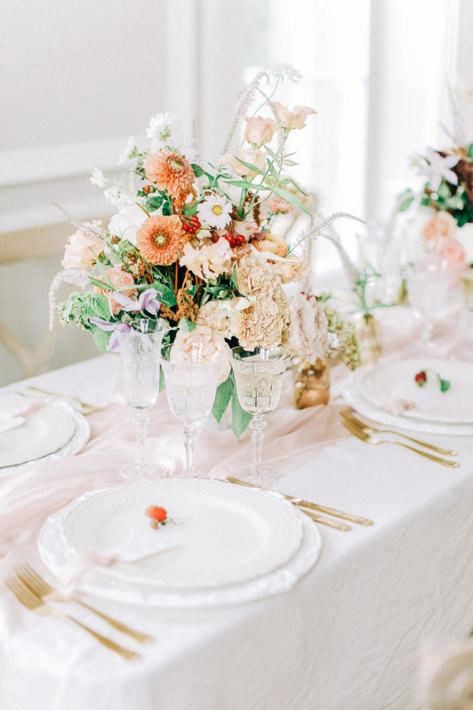 Blush Pink and Peach Wedding Table