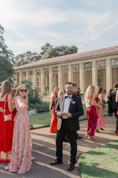 Guests arriving at a wedding