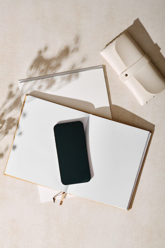 notebook and phone