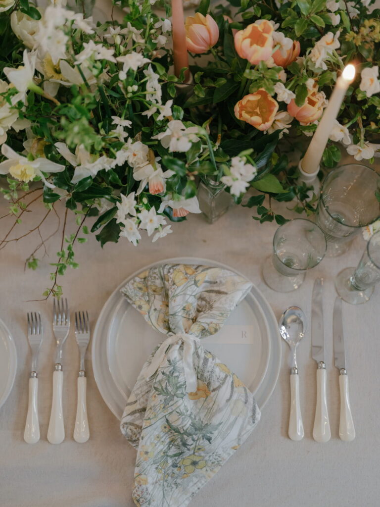 Place setting on a wedding table
